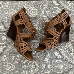 Tory Burch Tevray Braided Leather Wedge Sandals